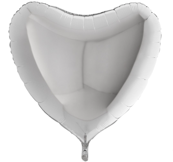 XXL Folienballon Figur - Herz Silber - 91cm